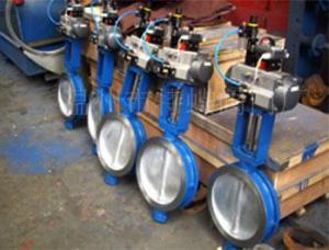 Pneumatic clip on butterfly valve adjusting